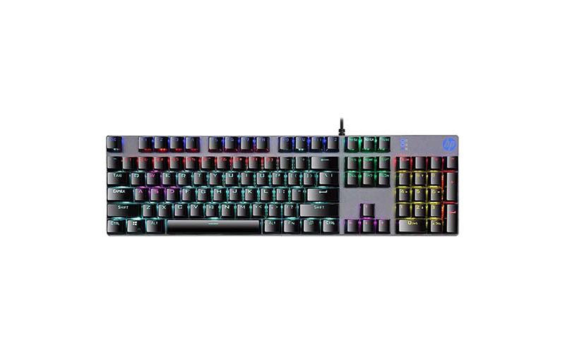 HP – GK400F { english keyboard only  // Mechanical Gaming Keyboard // RGB // Blue switch // Integrated metal panel  // Rust and scratch resistant  }